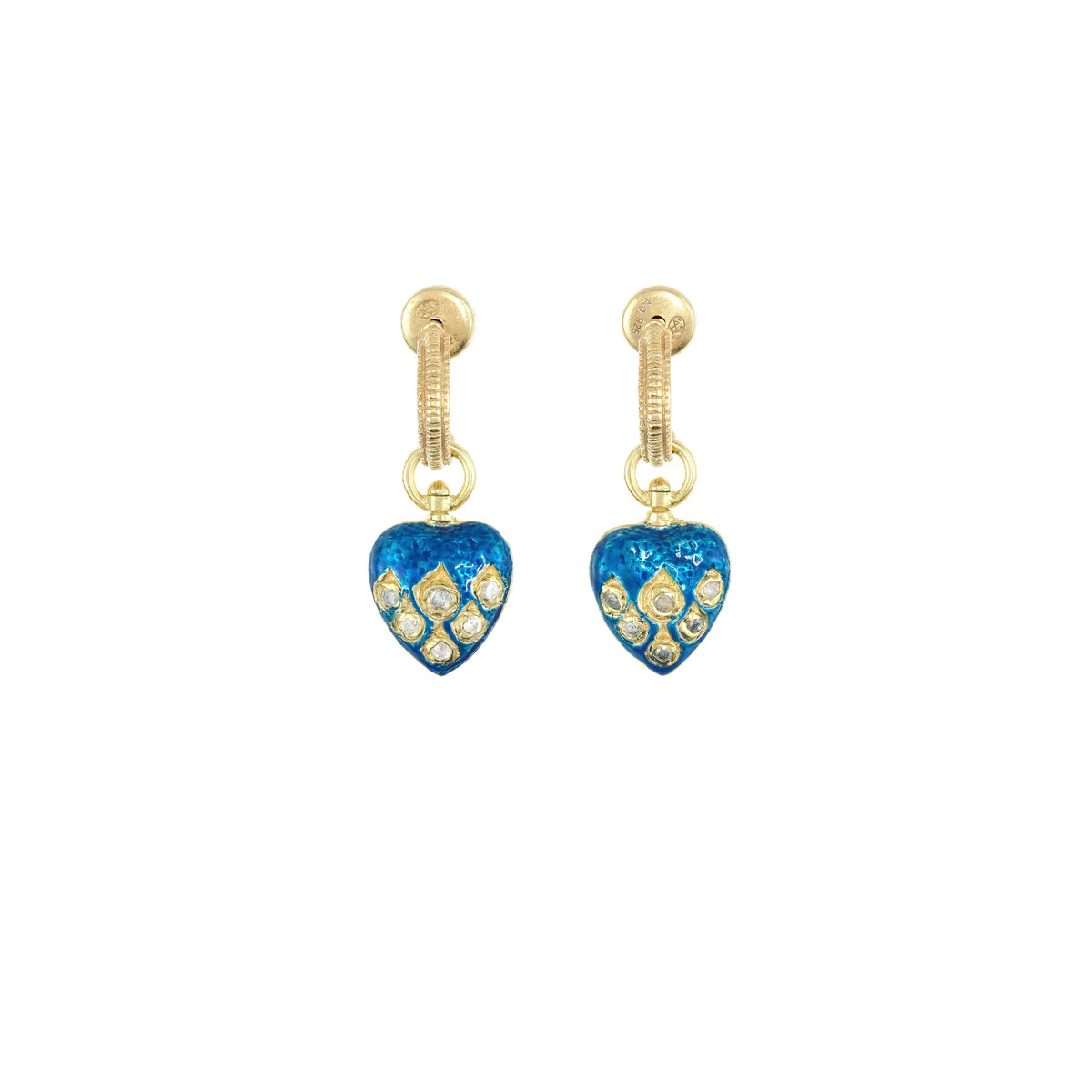 Boucles d'oreilles Gold Coeurs Bleus - Marie Laure Chamorel