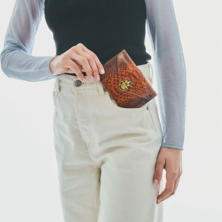 Porte Cartes Alex Python Moka - Claris Virot