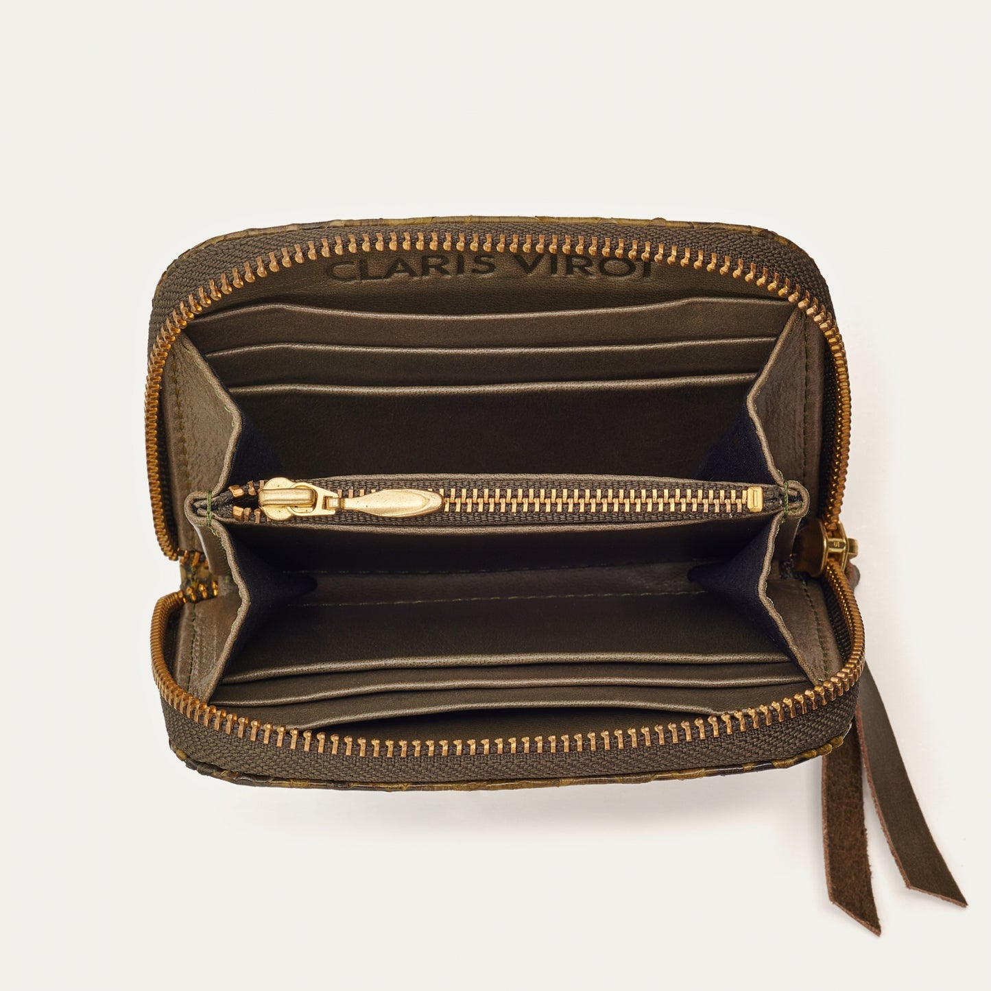 Portefeuille Python Mini Bob Dark Kaki - Claris Virot