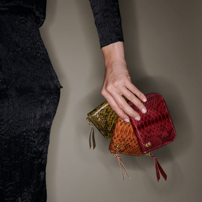 Portefeuille Python Mini Bob Dark Kaki - Claris Virot