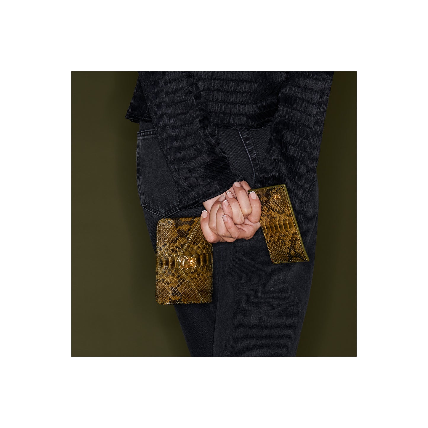 Porte Cartes Python Alex Dark Kaki - Claris Virot