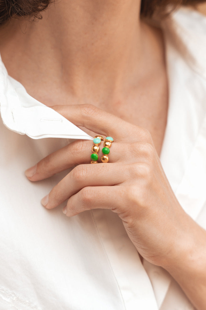 Bague DOTS double vert et turquoise - Sylvia Toledano
