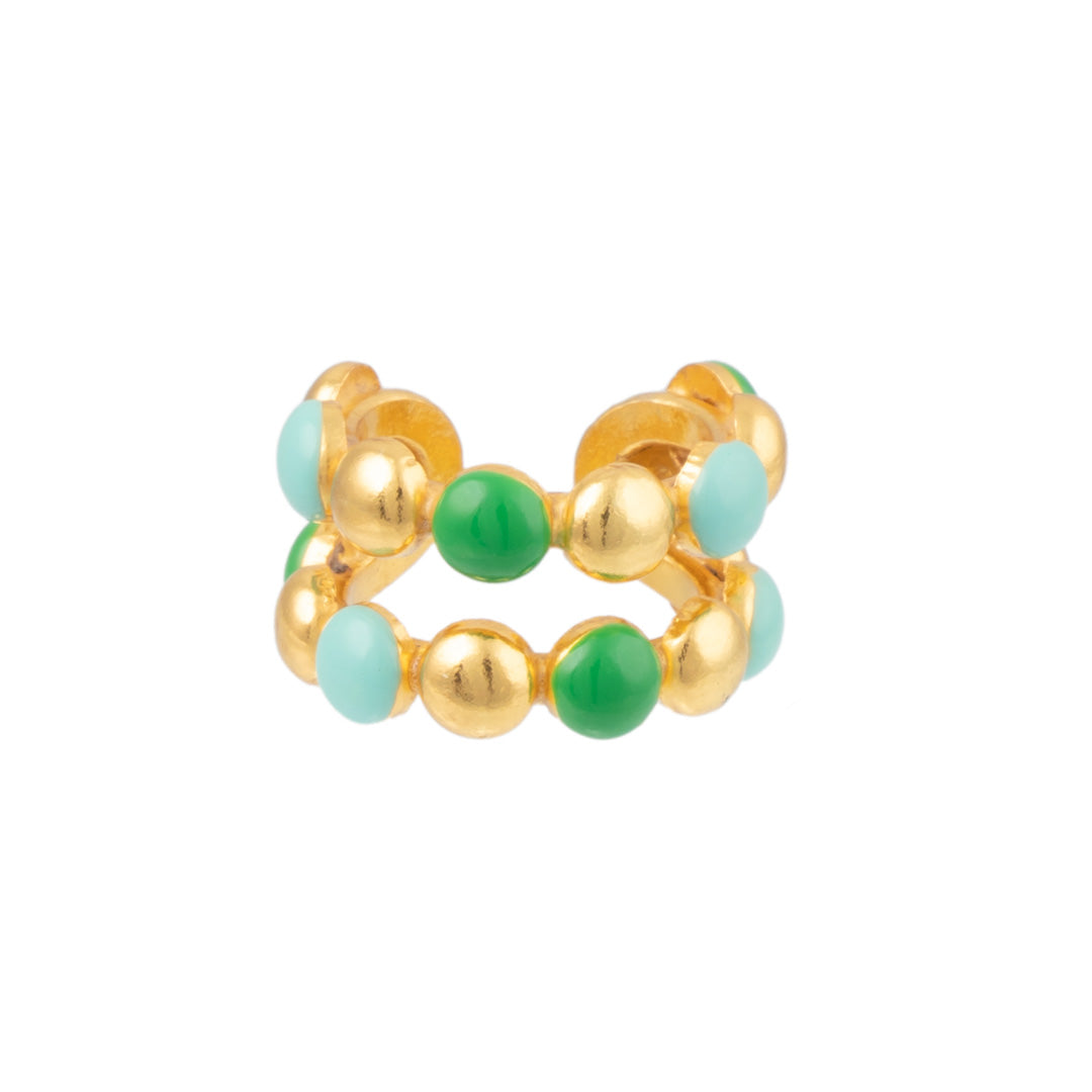 Bague DOTS double vert et turquoise - Sylvia Toledano