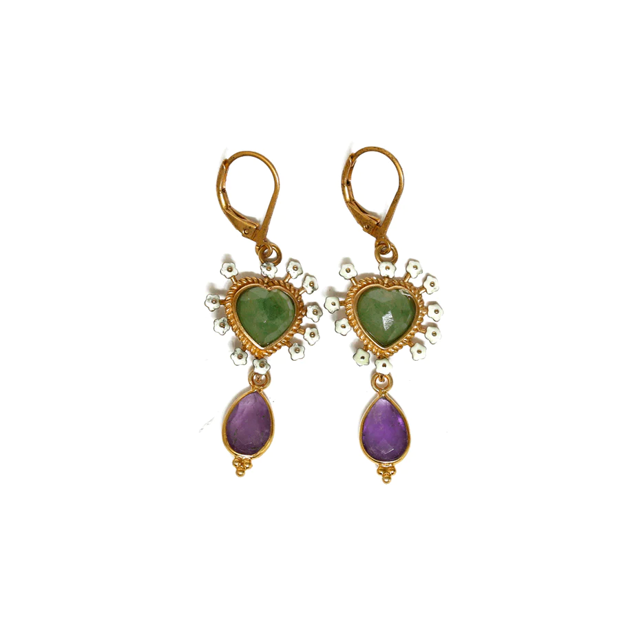 Boucles Sacha Ex Voto Pierre Aventurine Améthyste - LA2L