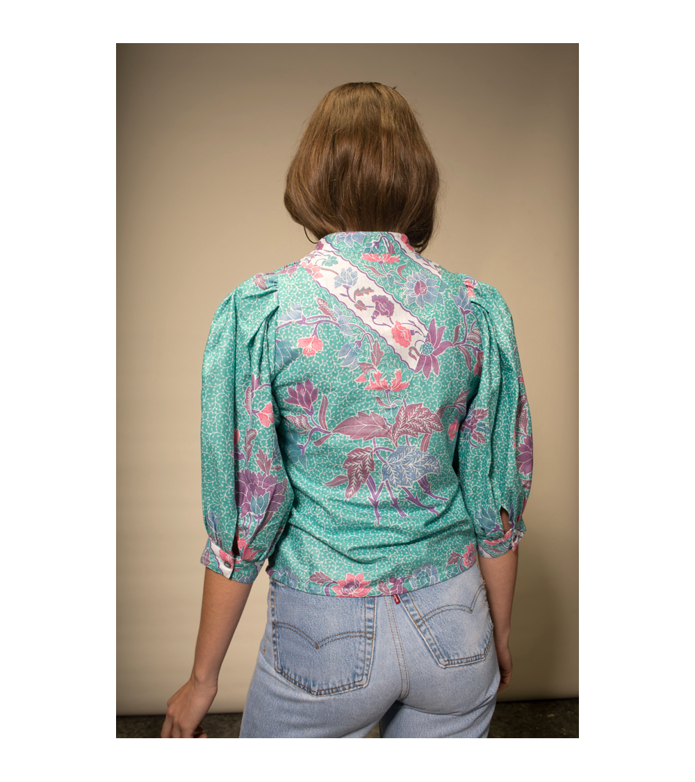 Blouse Verte Imprimée Fleur - V De Vinster