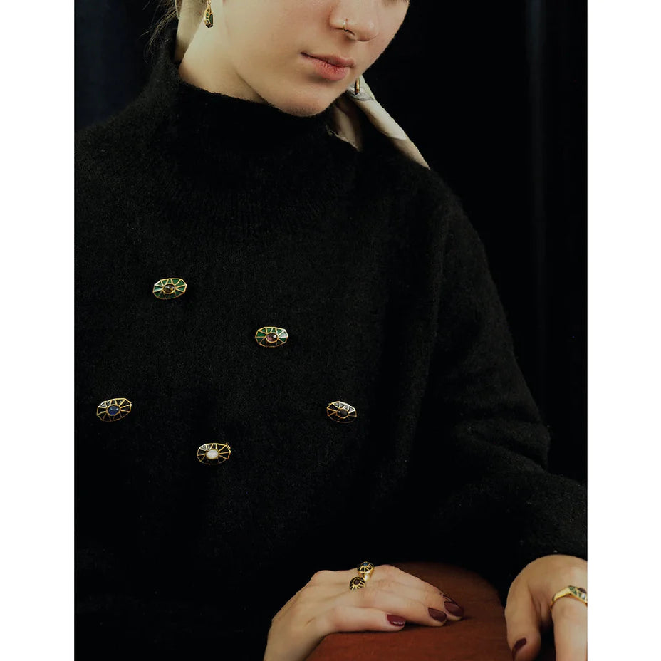 Broche Rosie Émail noir / Nacre - LA2L