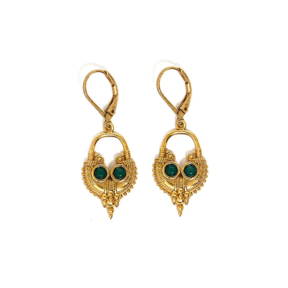 Boucles Isha Petit Modèle Agate Verte - LA2L