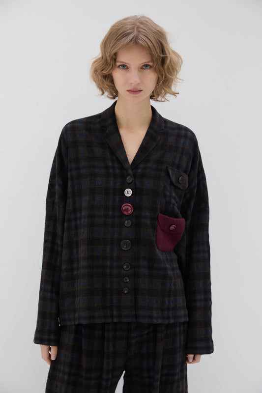 Veste Quadrillée Choco/Bleu - Phisique du Role