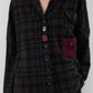 Veste Carreaux Boutons Double Poche Asymétrique - Phisique du Role