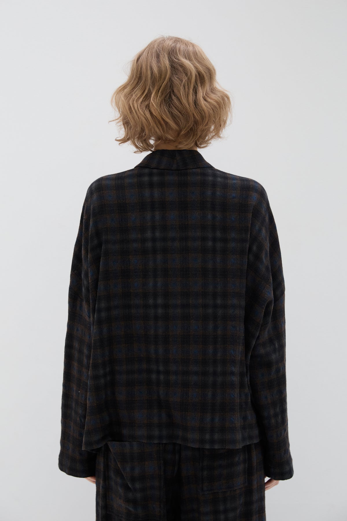 Veste Carreaux Boutons Double Poche Asymétrique - Phisique du Role