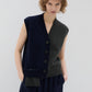 Cardigan Sans Manches Navy/Dark Green - Phisique du Role