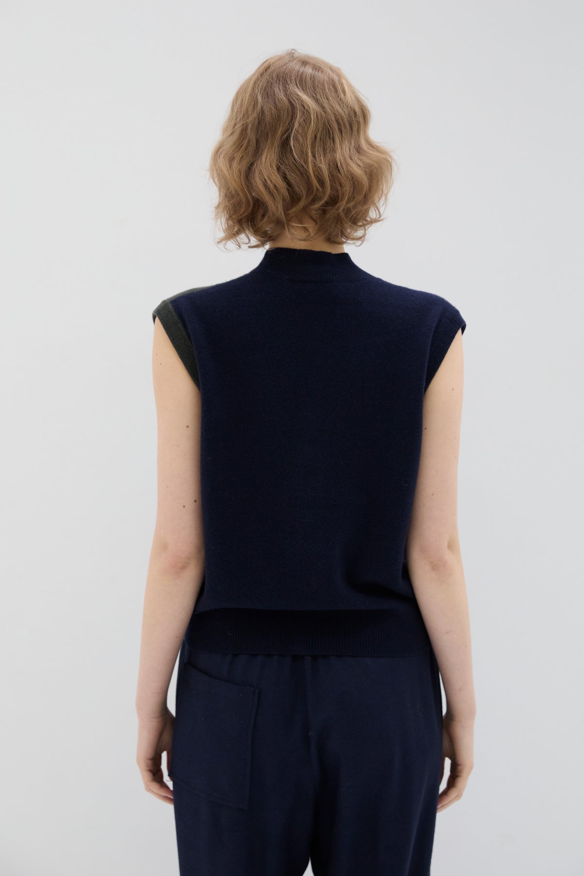 Cardigan Sans Manches Navy/Dark Green - Phisique du Role