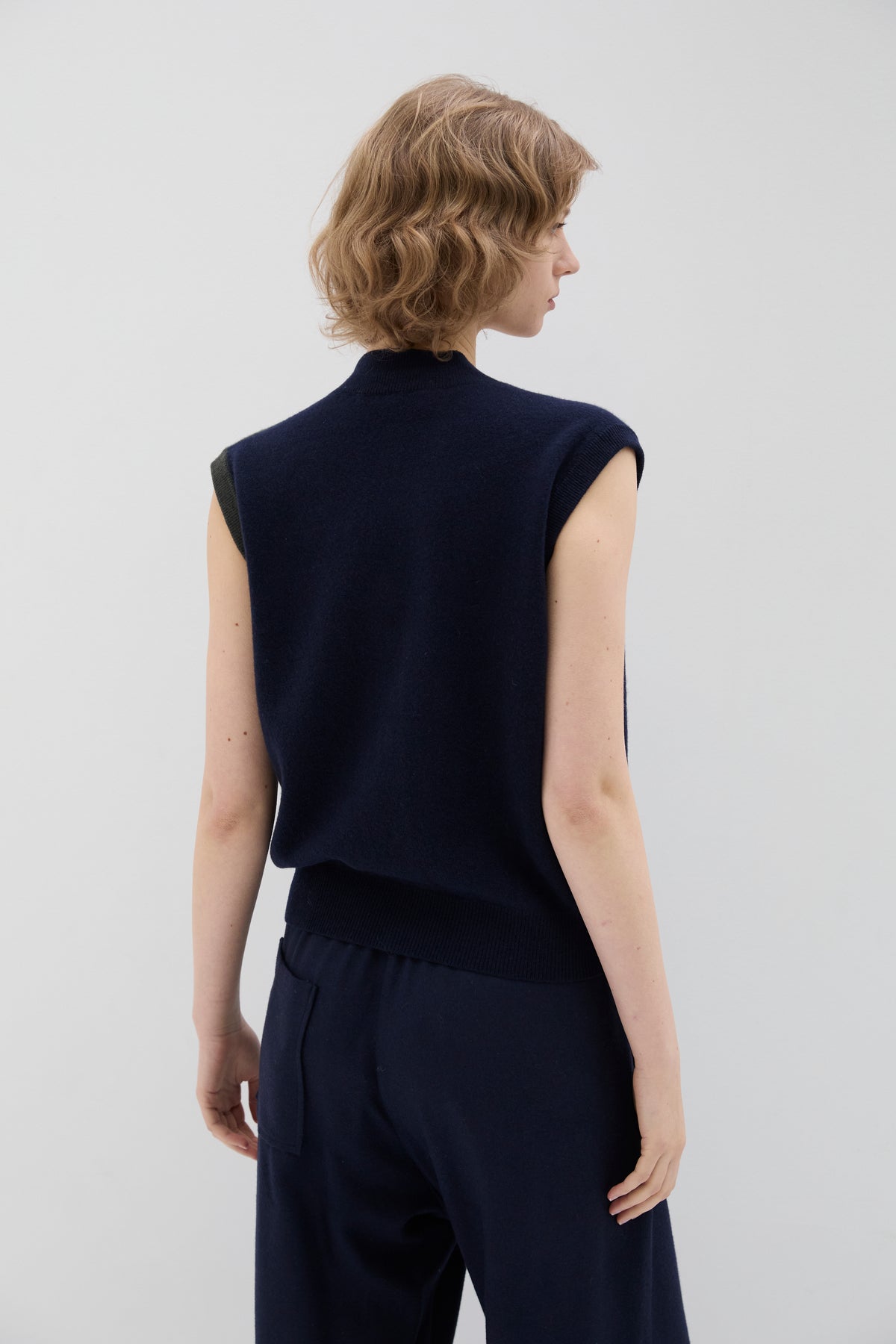 Cardigan Sans Manches Navy/Dark Green - Phisique du Role