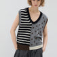 Pull Sans Manches Pois et Rayures Anthracite - Phisique du Role