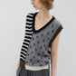 Pull Sans Manches Pois et Rayures Anthracite - Phisique du Role