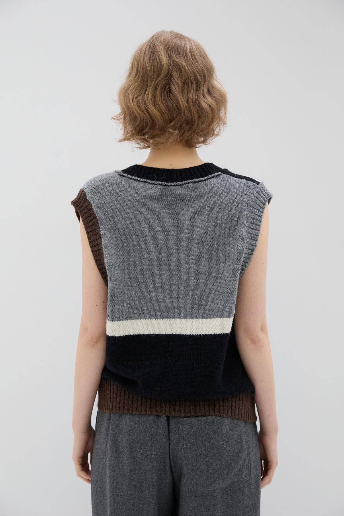 Pull Sans Manches Pois et Rayures Anthracite - Phisique du Role