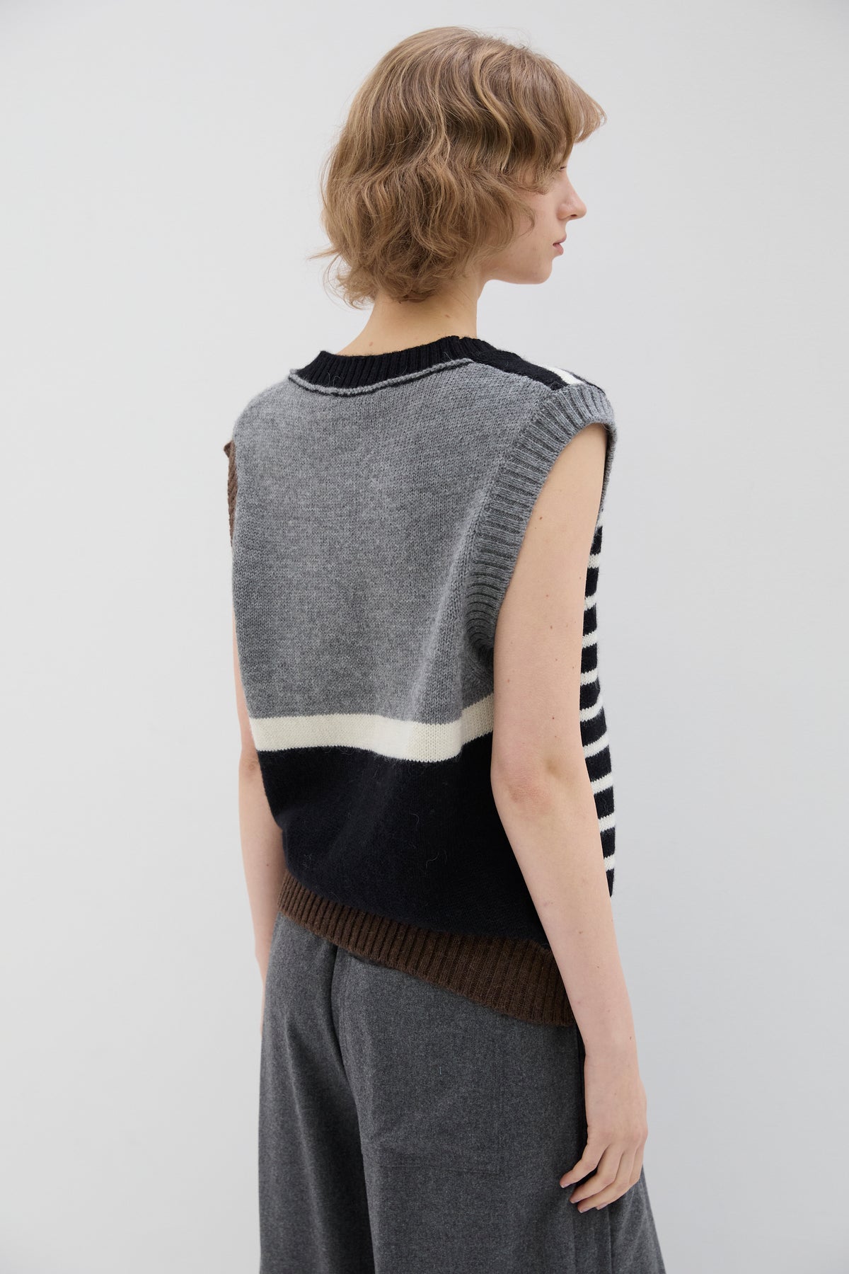 Pull Sans Manches Pois et Rayures Anthracite - Phisique du Role