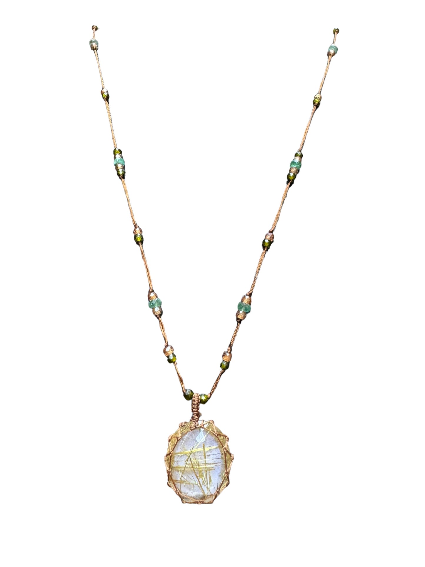 Collier tibétain court Rutile Gold - Sharing