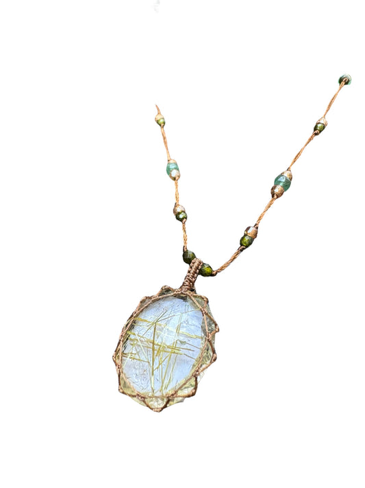 Collier tibétain court Rutile Gold - Sharing