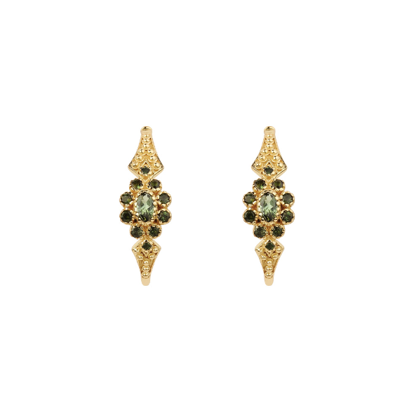 Boucles d'Oreille Anne 2 Tourmaline Verte - Dorothée Sausset