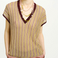 Tricot Anhui Lurex Multirayures Rose - Momoni