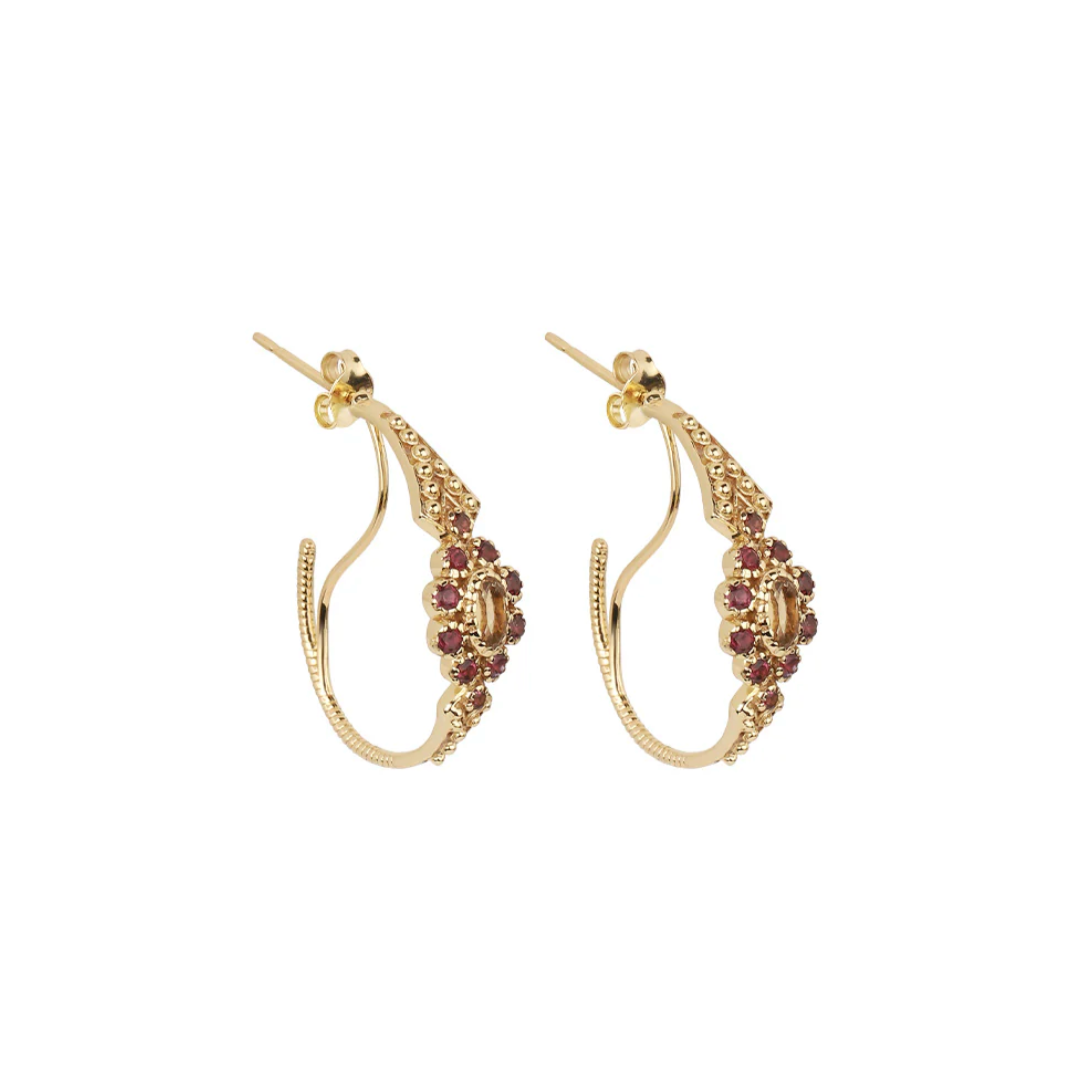 Boucles d'Oreilles Anne Citrine et Grenat - Dorothée Sausset