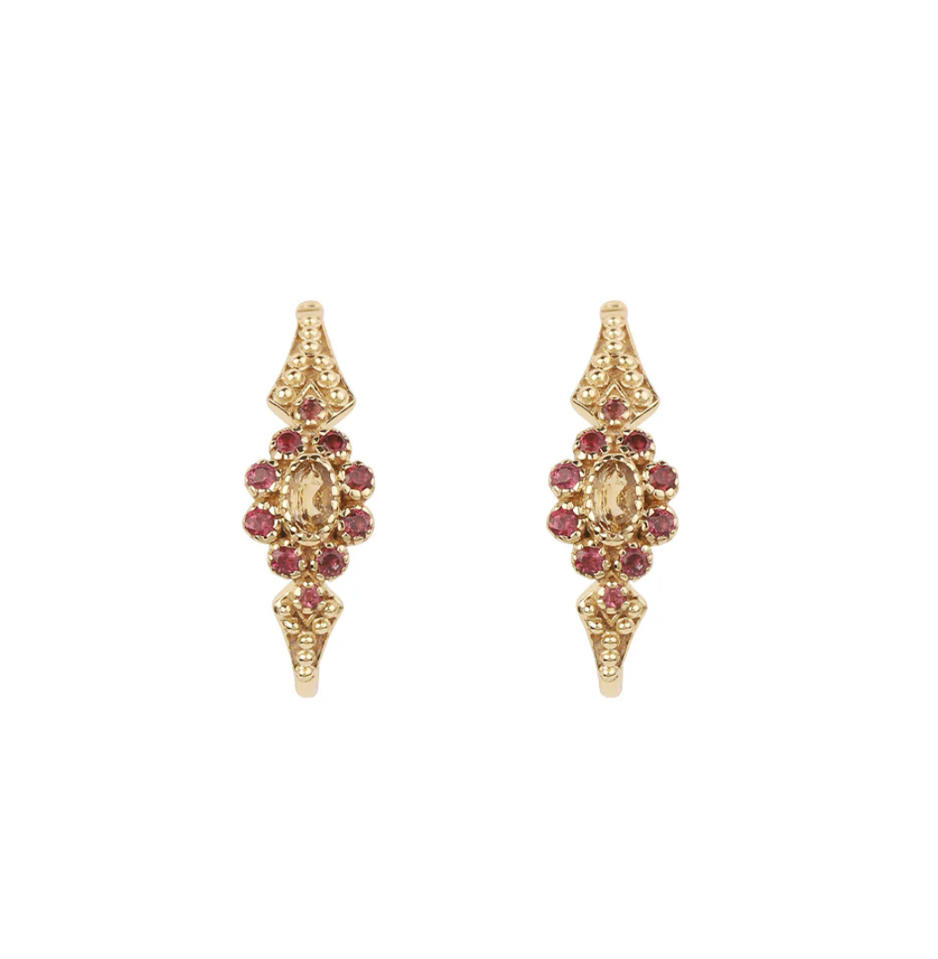 Boucles d'Oreilles Anne Citrine et Grenat - Dorothée Sausset