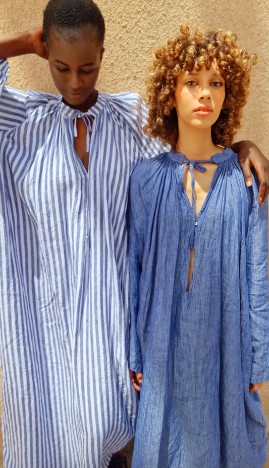 Robe Plisse Bleue Unie - Claramonte