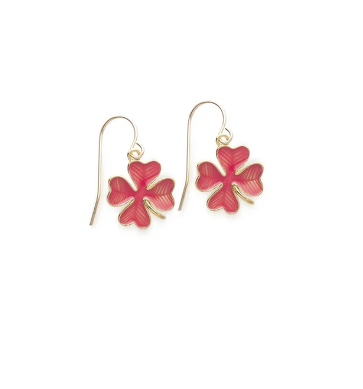 Boucle Shamrock Émaillée Rose - Alexandra Margnat