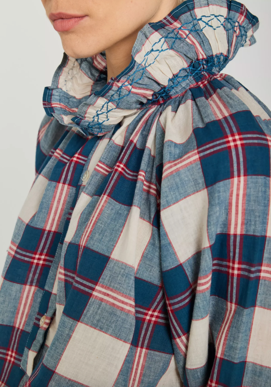 Blouse Tartan Bleu Abril - V de Vinster