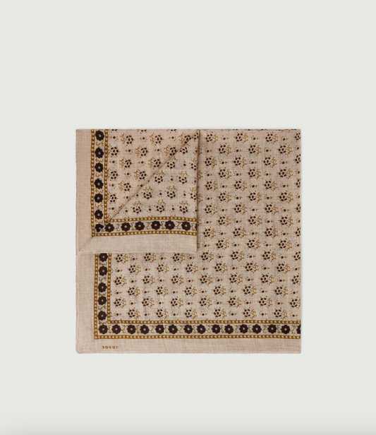 Foulard Classique Laine Beige/Kaki Foncé - Soeur