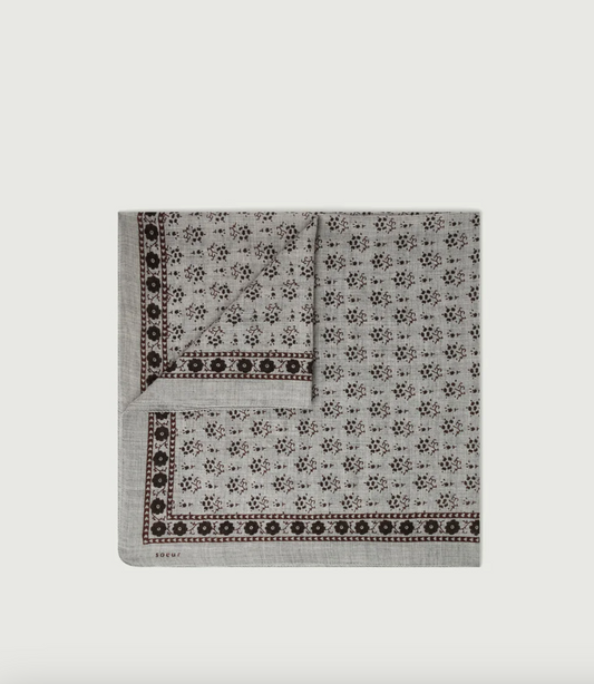 Foulard Classique Laine Gris Clair/Vert Foncé - Soeur