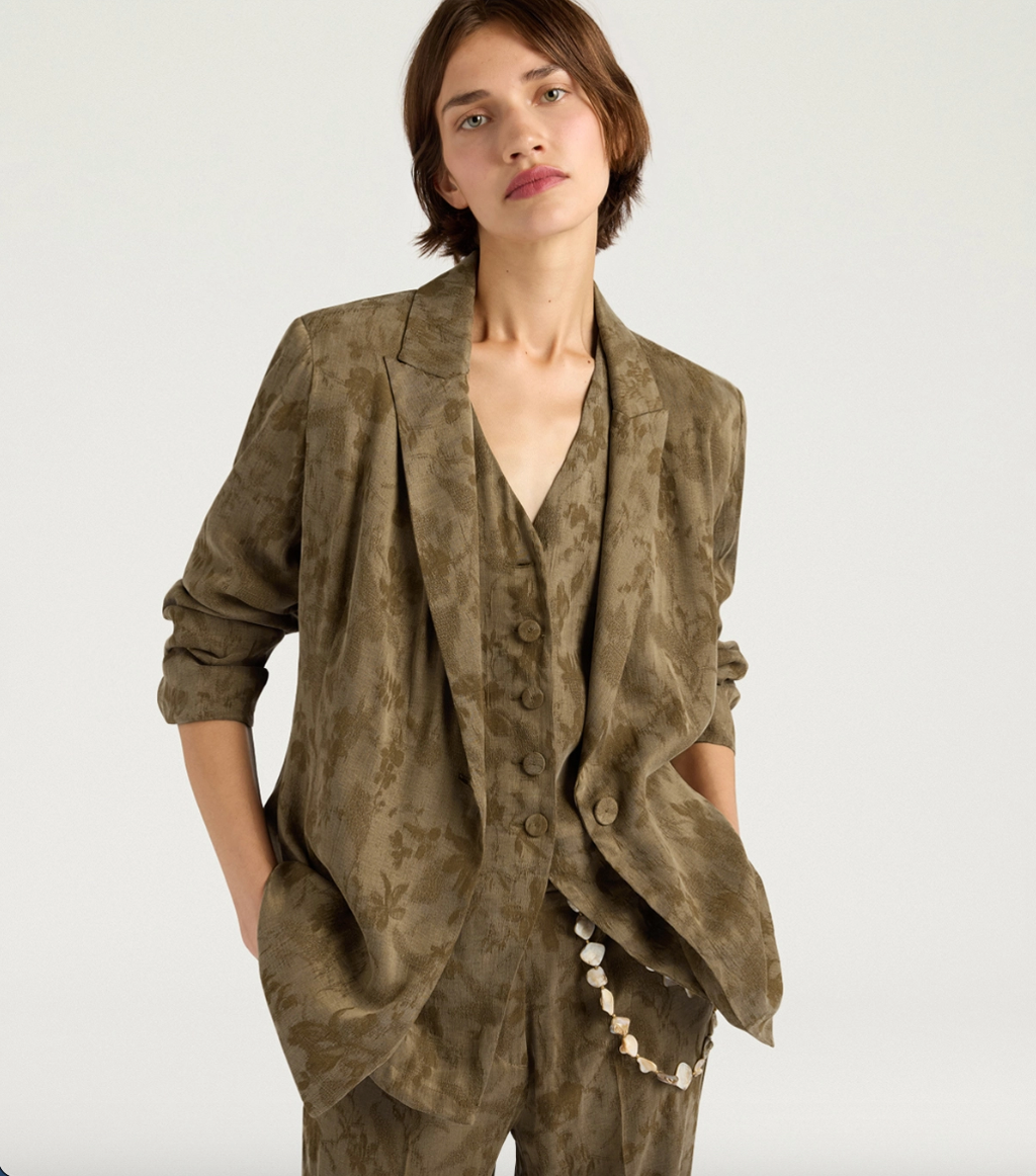 Veste Mayfair Cupro Jacquard Verde Militare - Momoni