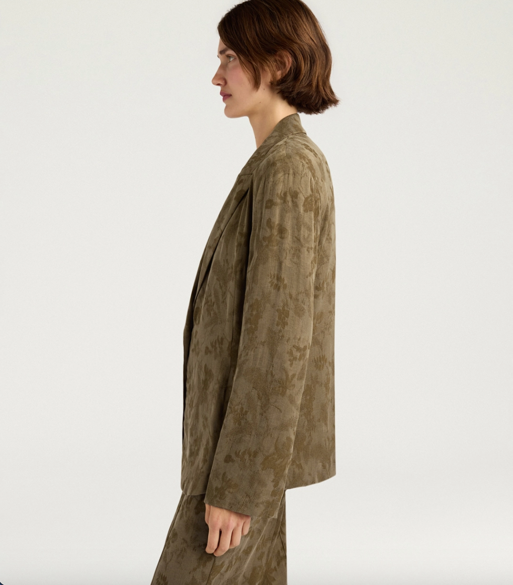 Veste Mayfair Cupro Jacquard Verde Militare - Momoni