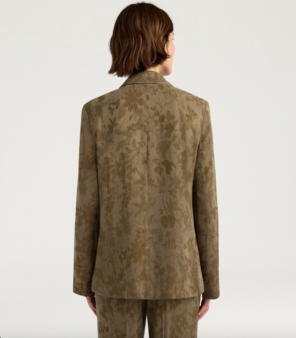 Veste Mayfair Cupro Jacquard Verde Militare - Momoni