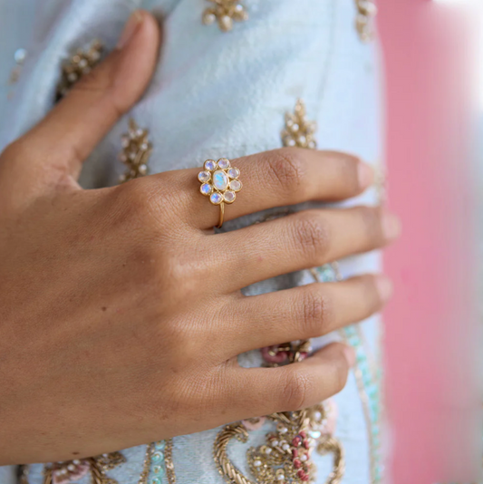 Bague 9 Planètes Pierre de Lune - Dorothée Sausset