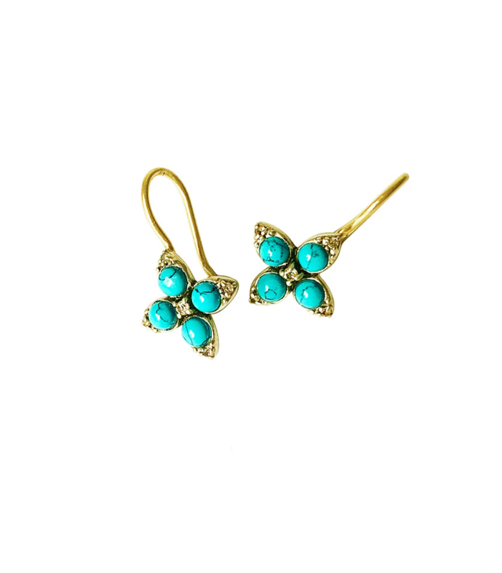 Boucles d'Oreille Marguerite Turquoise - Dorothée Sausset