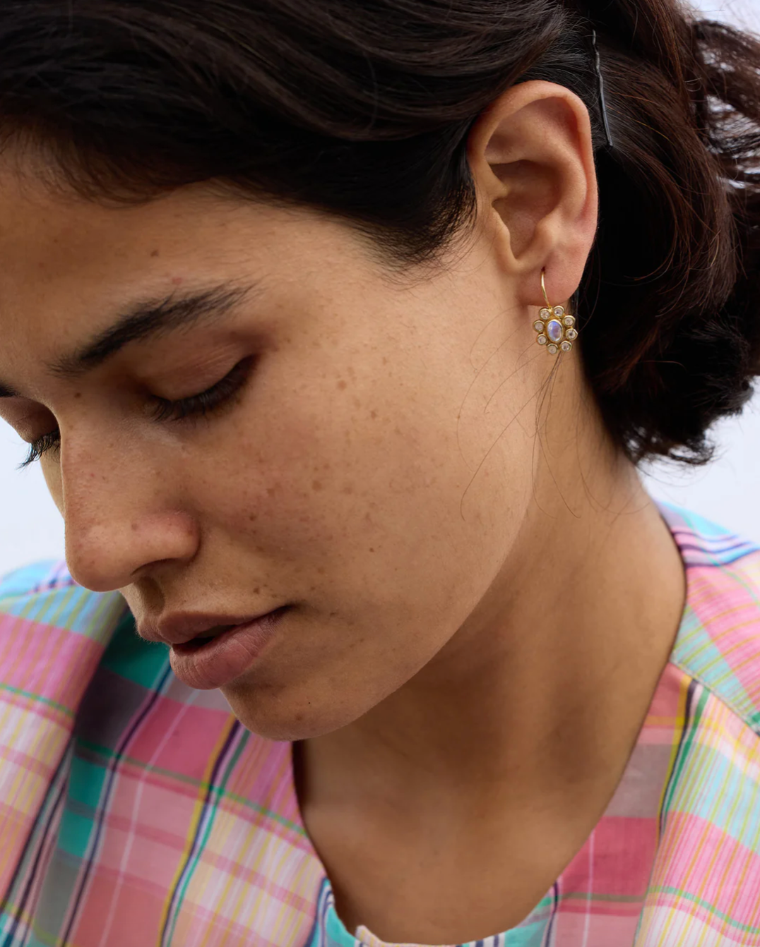 Boucles d'Oreilles 9 Planètes Pierre de Lune - Dorothée Sausset