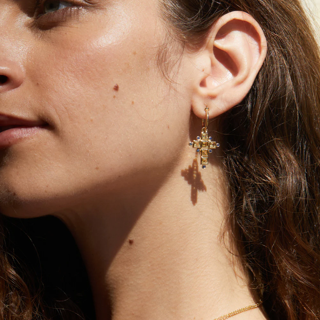 Boucles d'oreilles Santa Cruz Citrine/Zircon Bleu - Dorothée Sausset