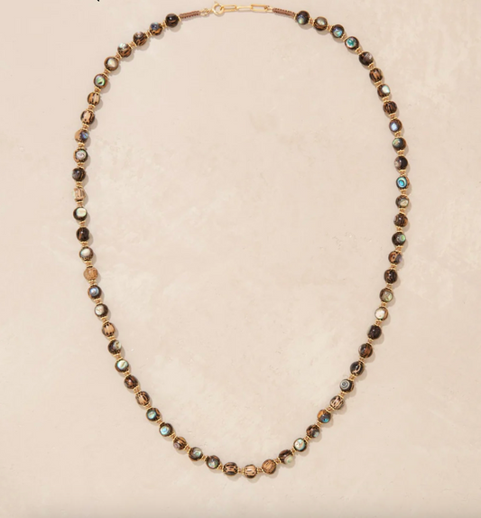 Sautoir Woody Bois de Palmier/Nacre- Tityaravy