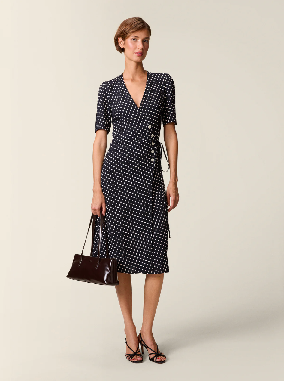 Robe Gabin Pois Noirs - Rouje