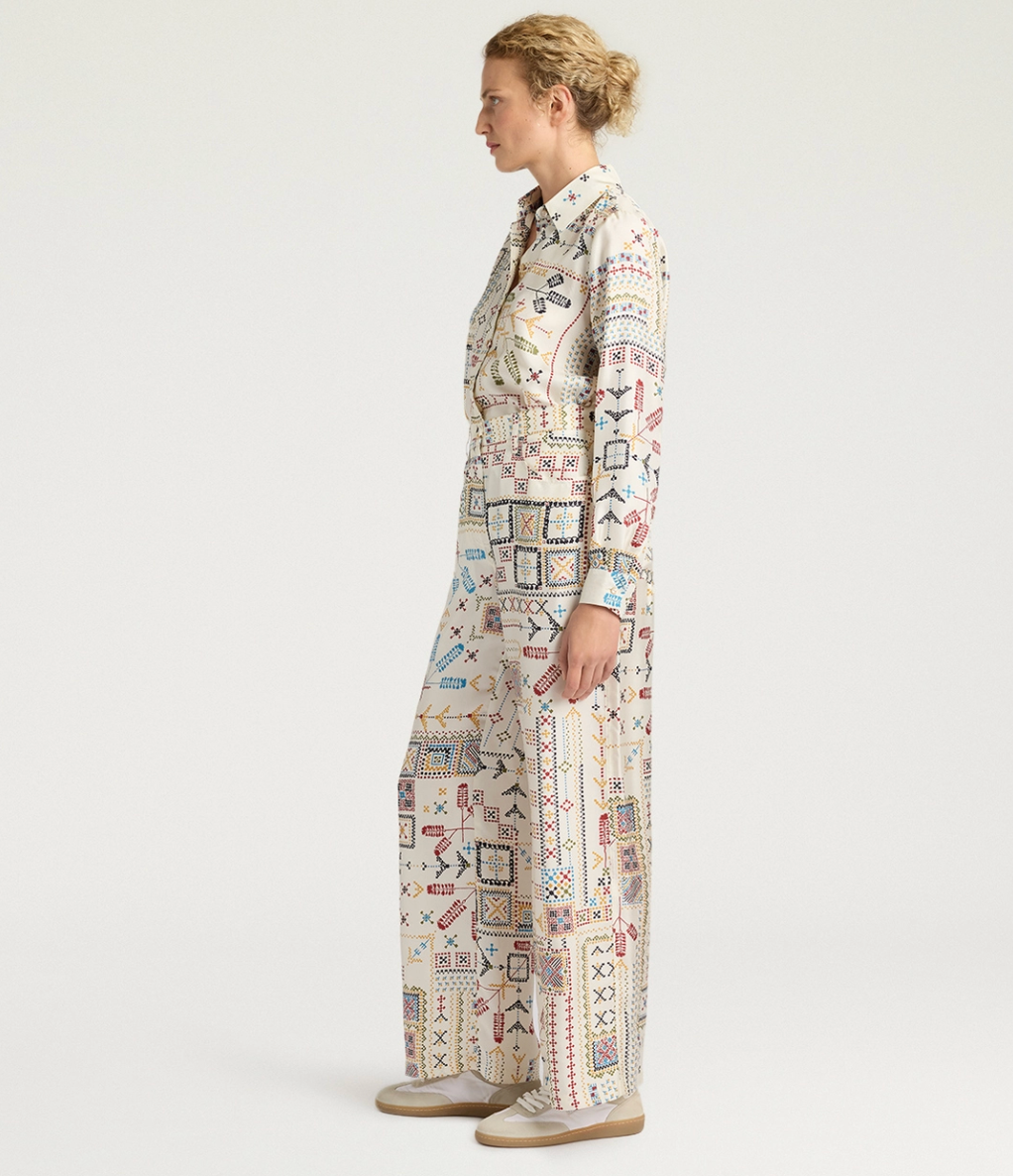 Pantalon Ortiz Imprimé Multicolore Crème - Momoni