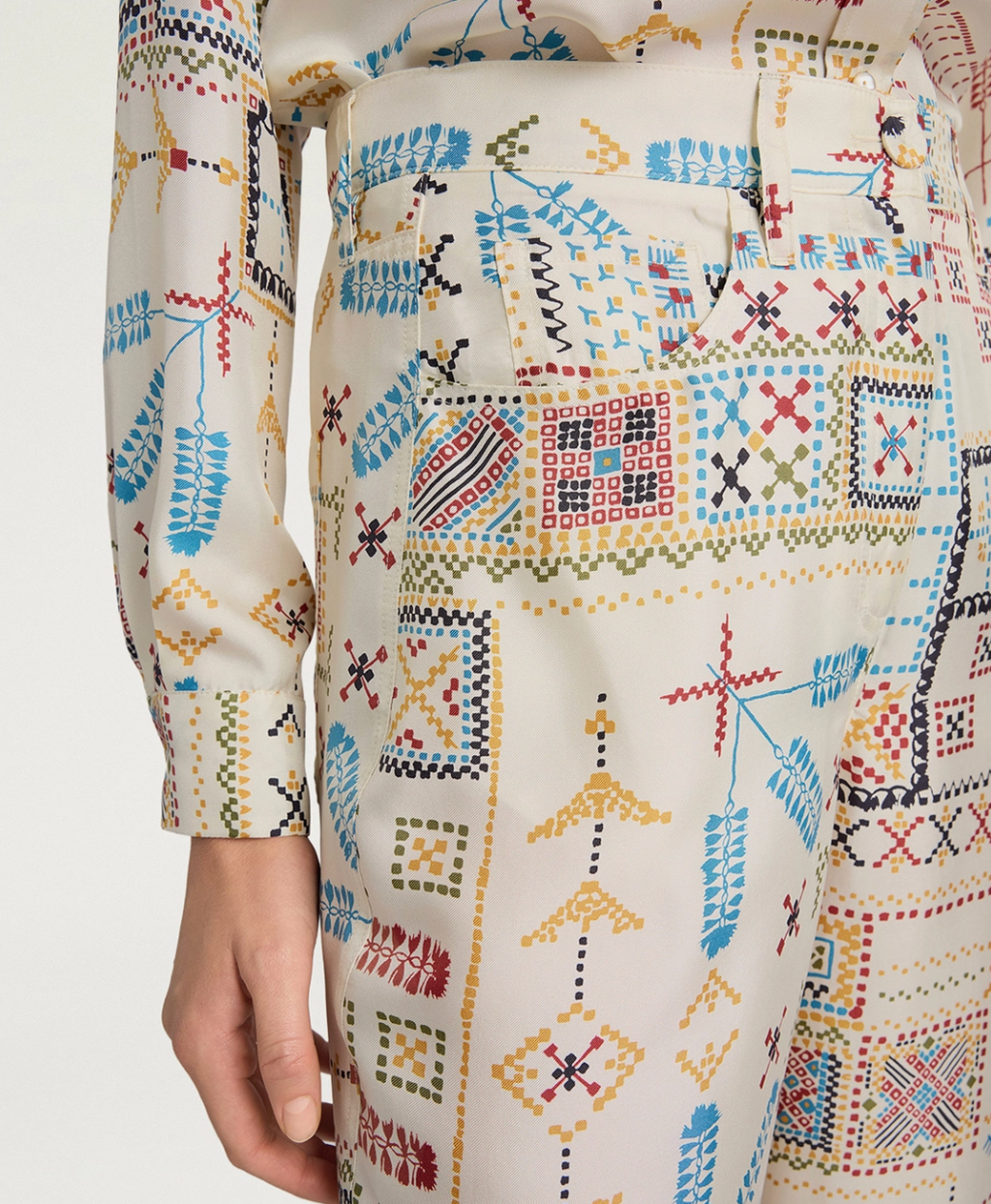 Pantalon Ortiz Imprimé Multicolore Crème - Momoni