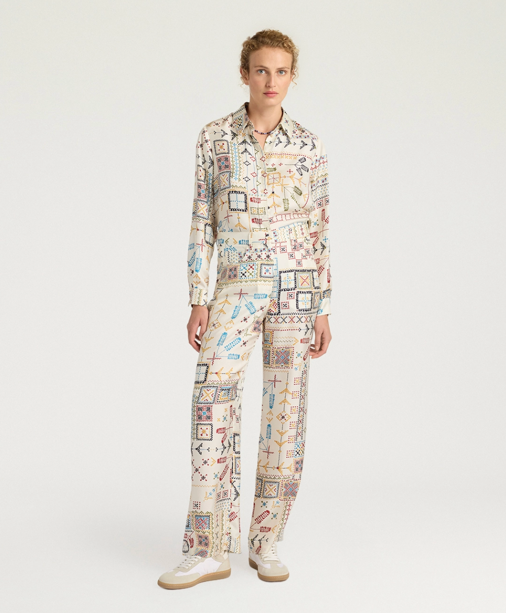 Pantalon Ortiz Imprimé Multicolore Crème - Momoni