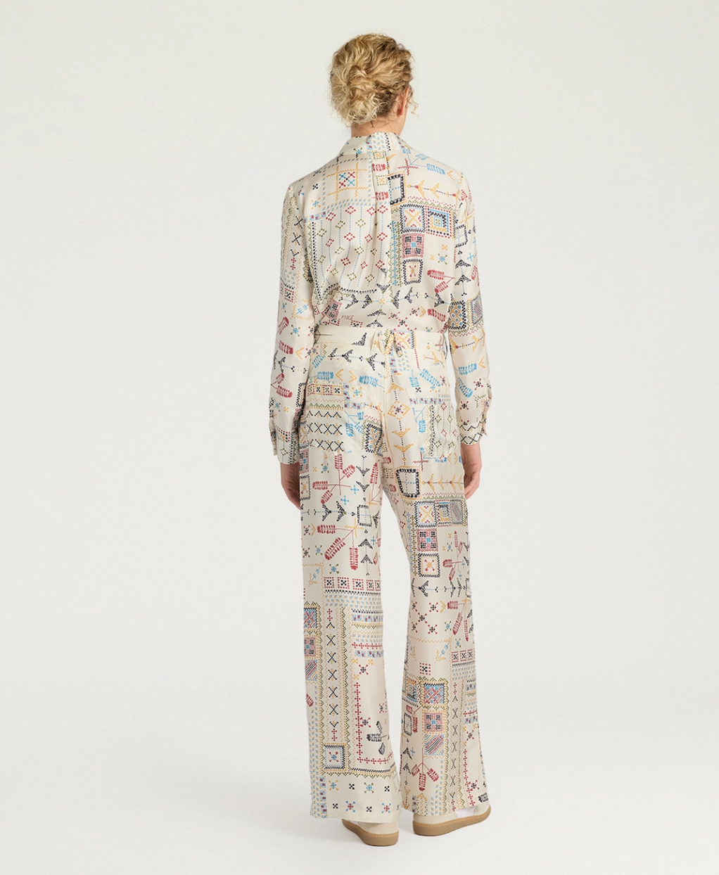 Pantalon Ortiz Imprimé Multicolore Crème - Momoni