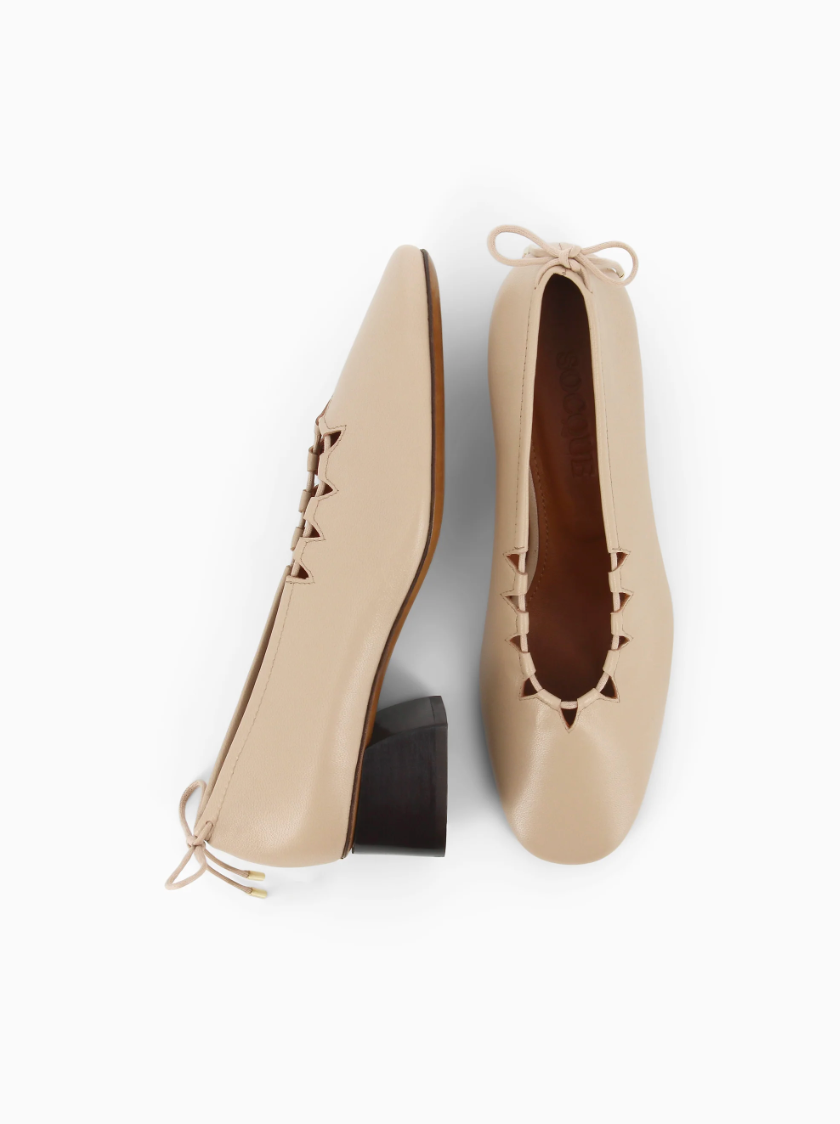 Ballerine à Talon Moune Biscuit - Socque