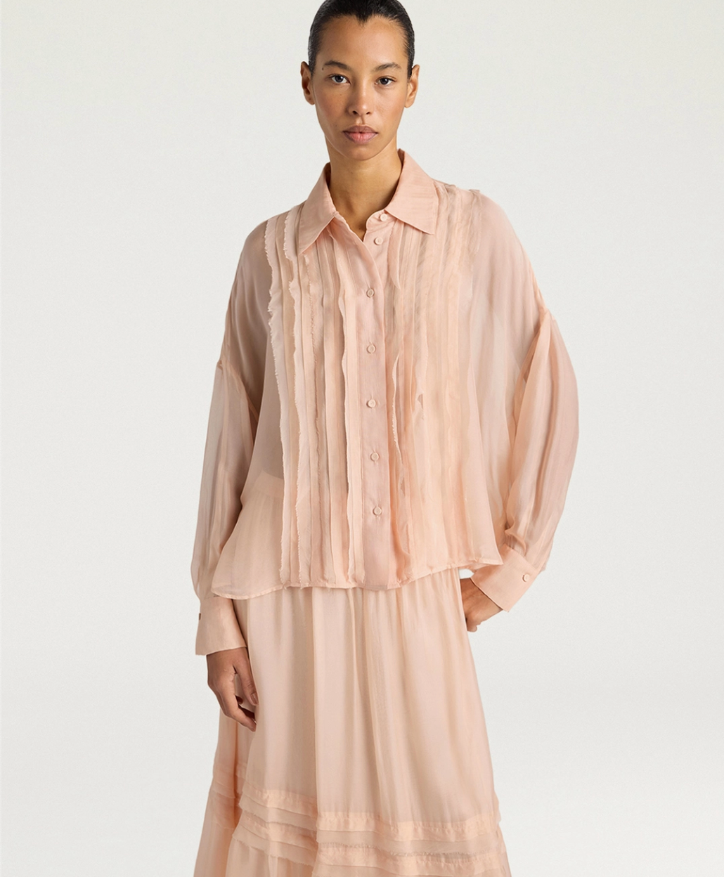 Chemisier Lucia Mousseline Poudre - Momoni