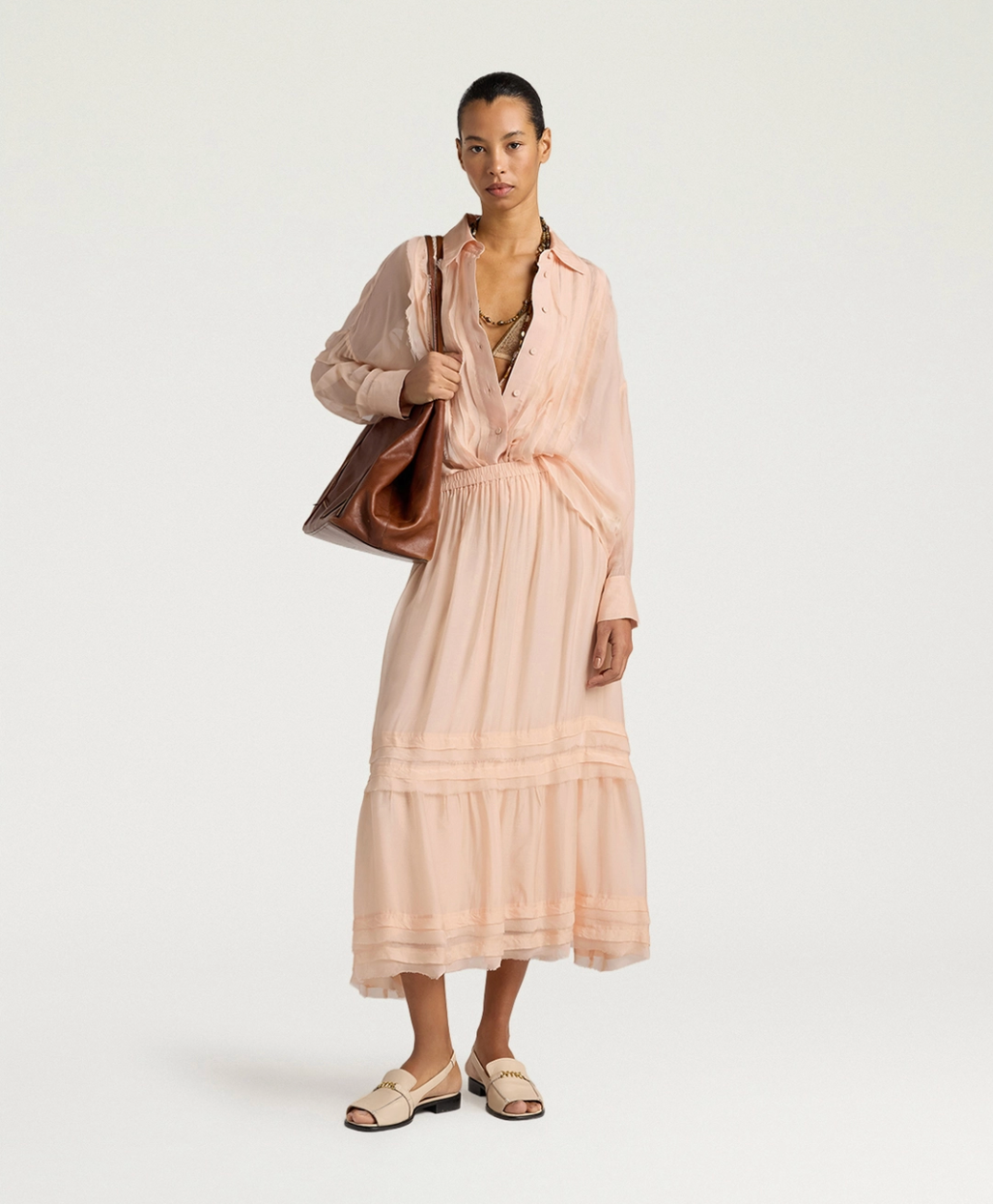 Chemisier Lucia Mousseline Poudre - Momoni