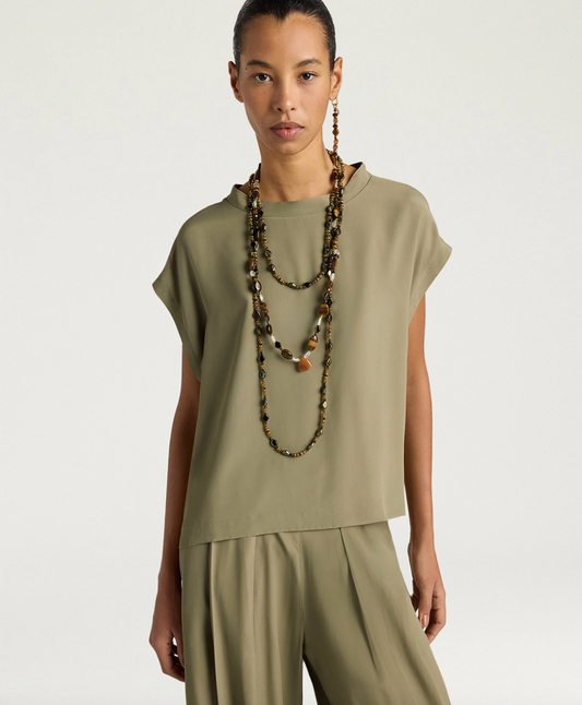 Blouse Curacao Soie Vert Sage - Momoni