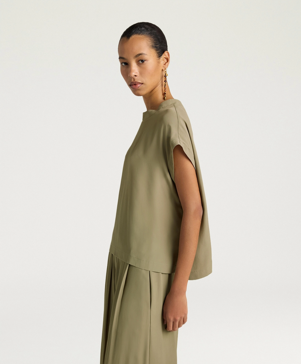 Blouse Curacao Soie Vert Sage - Momoni